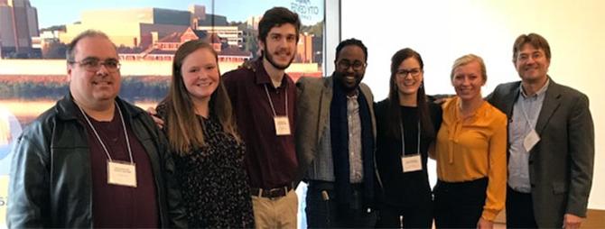 St. Cloud State history students and professor